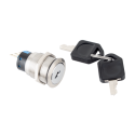 Buton cu actionare cu cheie, 2 pozitii fara revenire, filet M19, iesire NO/NC