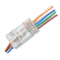 Conector modular de rețea RJ45 CAT6 cu tehnologie Pass-Through (firele trec prin corpul mufei), pachet 100 bucati