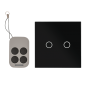 Intrerupator dublu cu actionare la atingere (touch), cu 2 butoane si telecomanda RF, negru