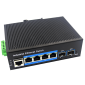 Switch industrial cu 4 porturi ethernet 10/100/1000Mbps  POE+ si 2 porturi SFP 1000Mbps, alimentare redundanta, management L2