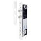 Bolt electric dublu cu motor, temporizare si senzor de usa pentru lifturi, actionare cu cheie mecanica in forma de triunghi